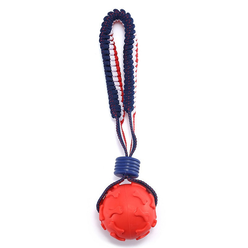 Ball Toy with Elastic Rope for Dogs - Bone Ball Red