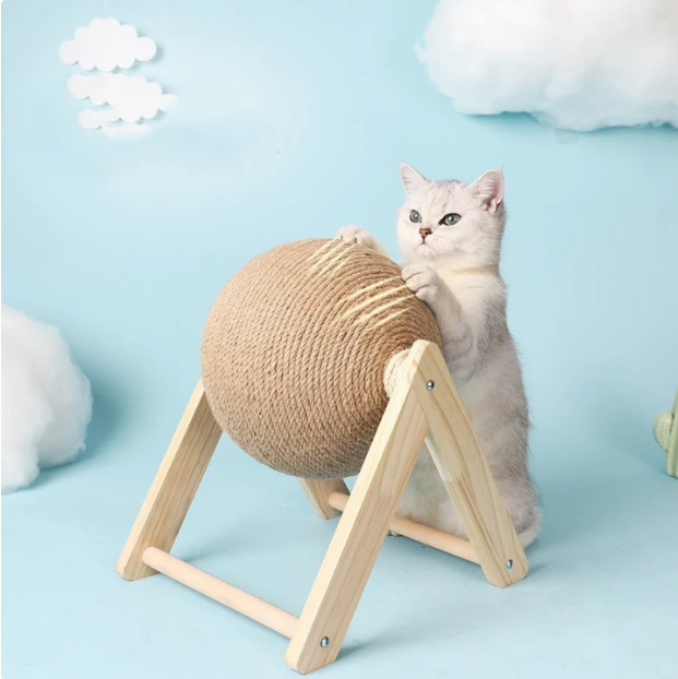 Sisal Scratching Ball with Wooden Frame