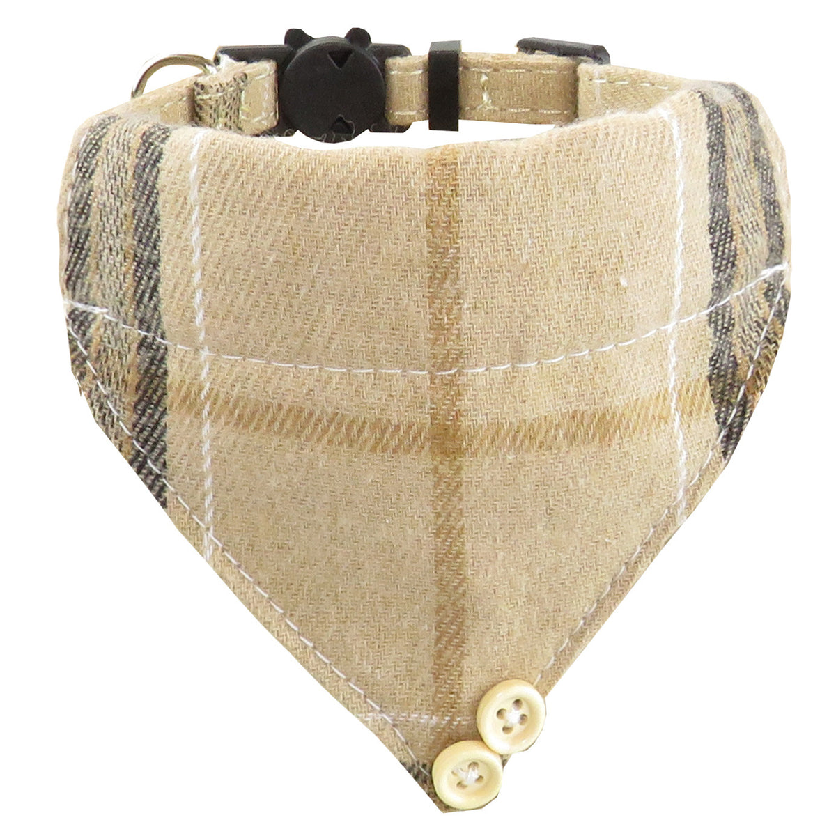 Plaid Cat Collar with Bow Tie or Bandana - Brown / Bandana