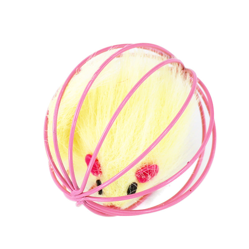 Caged Plush Mouse Ball for Cats