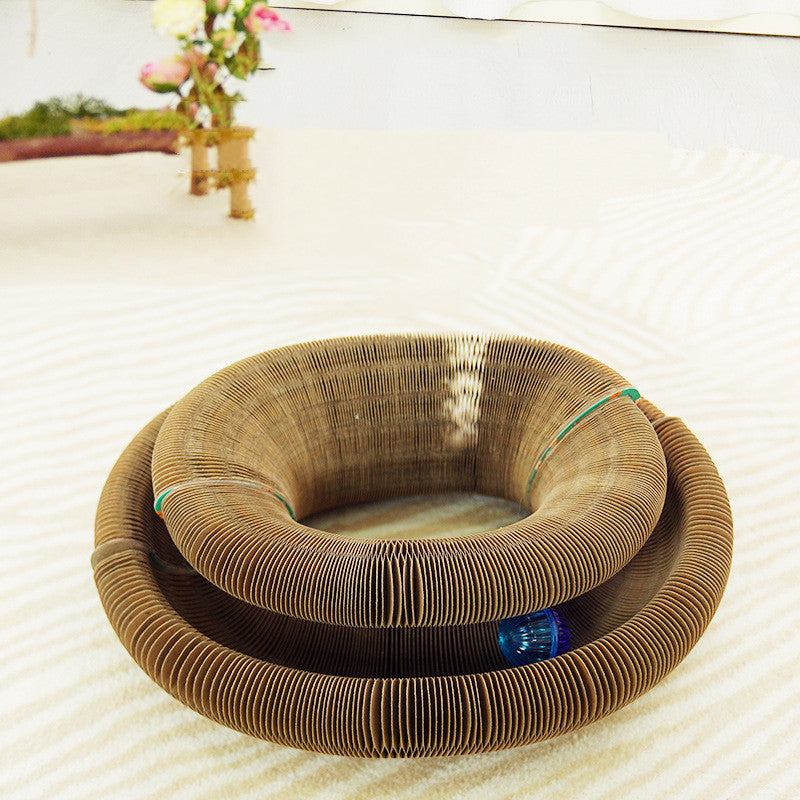 Foldable Corrugated Cat Scratcher with Ball