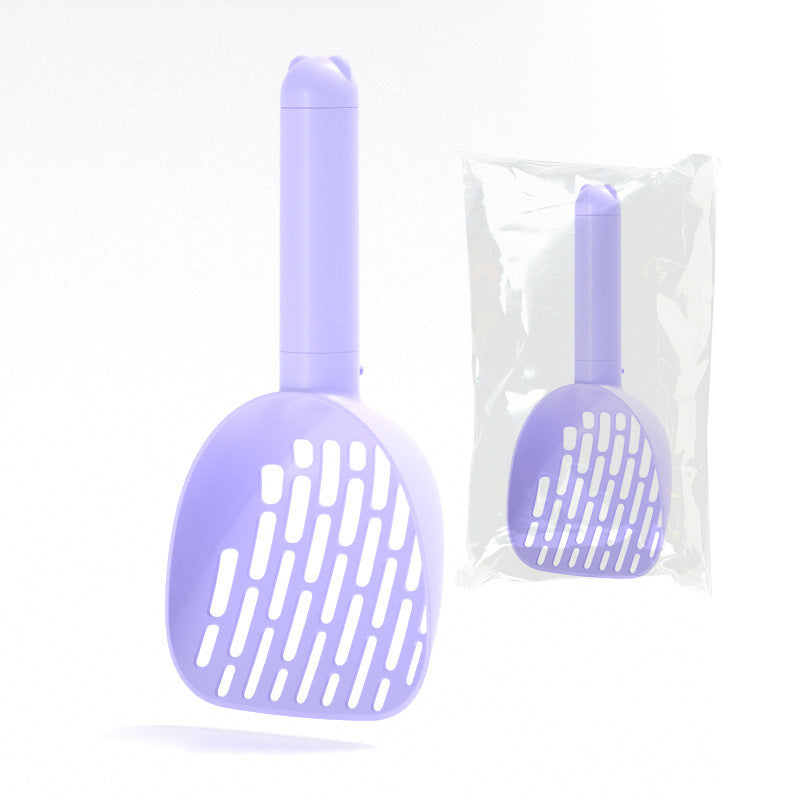 Cat Litter Scoop with Bag Storage - Single handle light purple