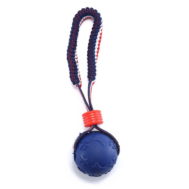 Ball Toy with Elastic Rope for Dogs - Bone Footprints Ball Blue