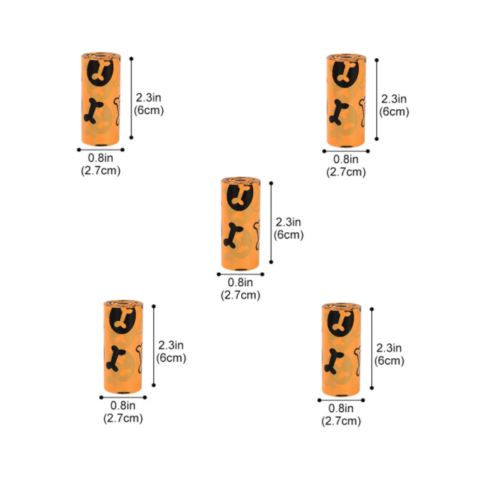 Poop Bag Refill Set with 5 orange rolls