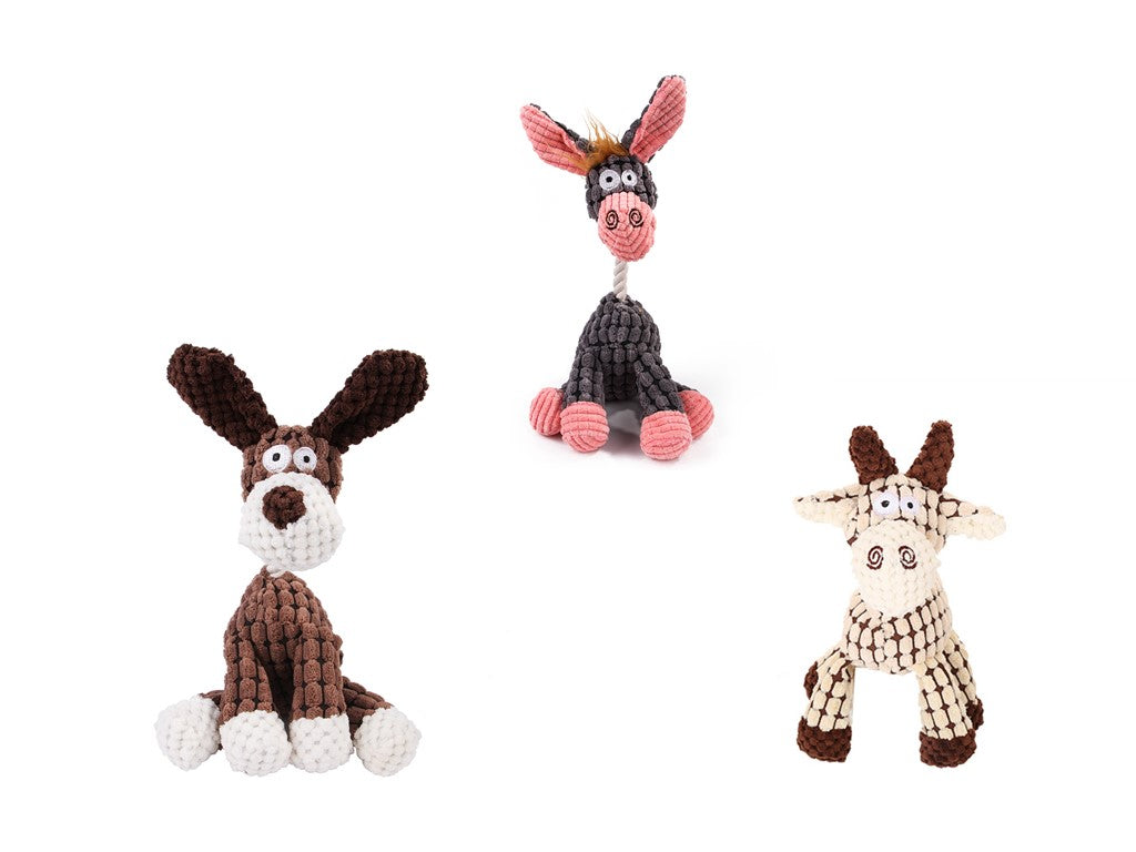 Plush Donkey and Friends Dog Toy - Set1