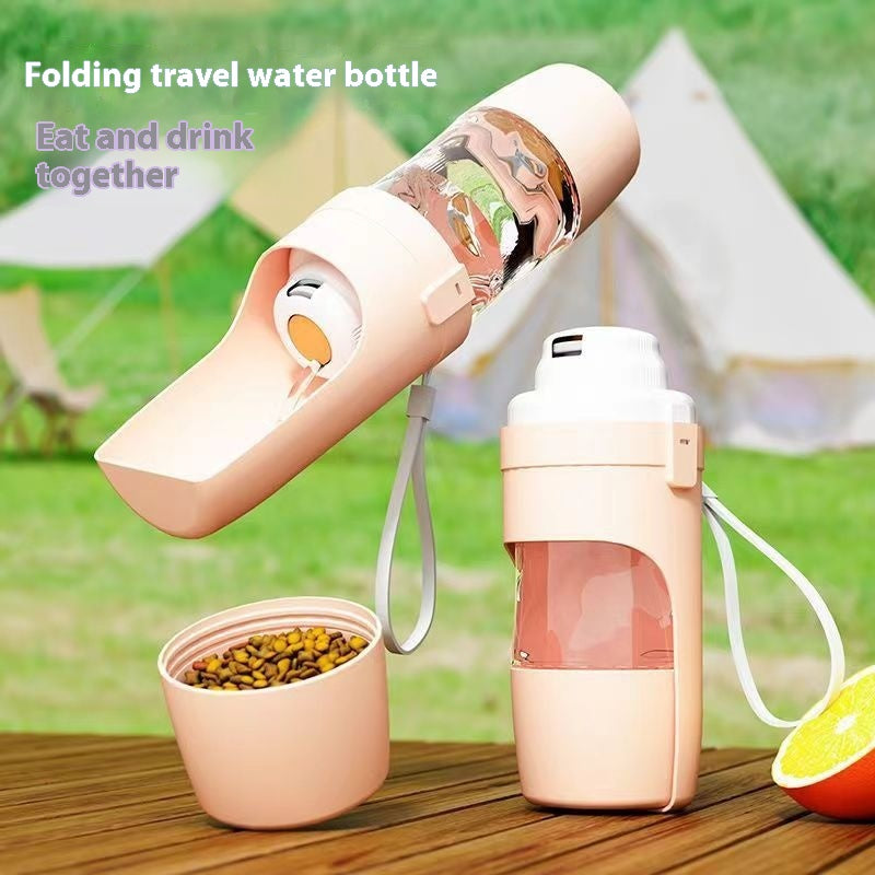 2-in-1 Portable Dog Water Bottle with food compartment outdoors
