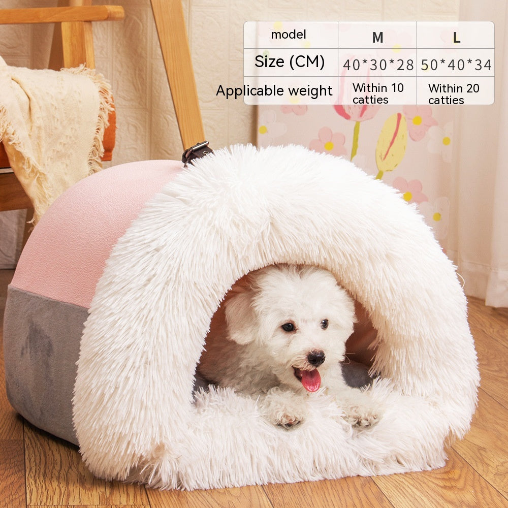 Semi-Enclosed Portable Pet House Bed