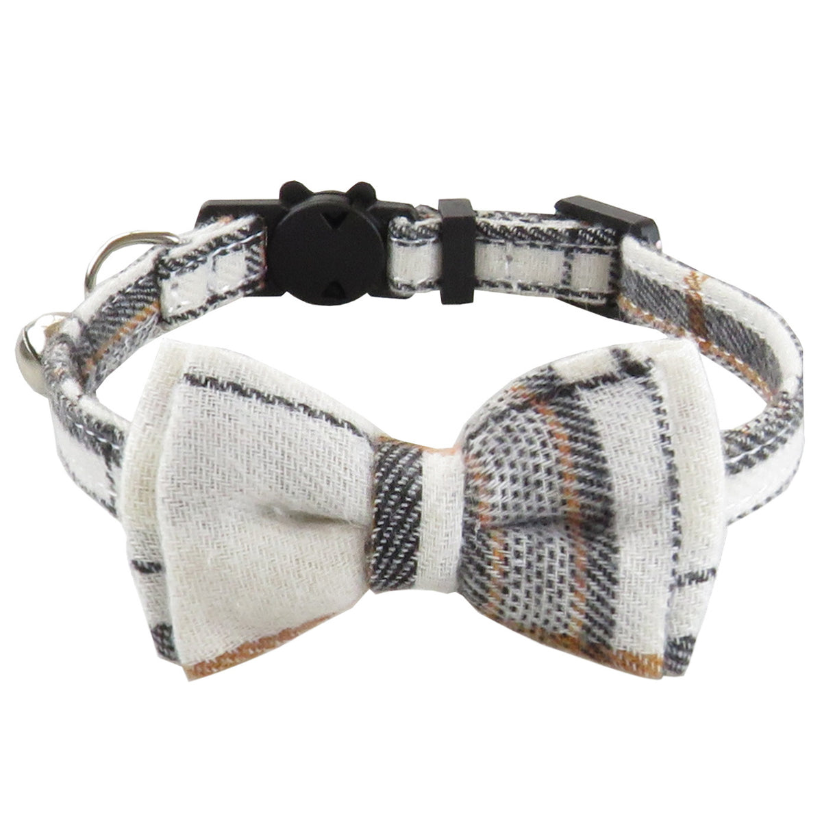 Plaid Cat Collar with Bow Tie or Bandana - White / Bow tie
