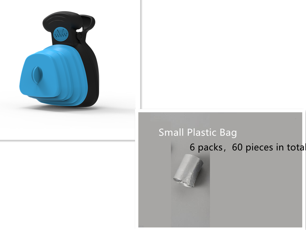 Foldable Poop Scooper With Bag Dispenser - Blue set / Small