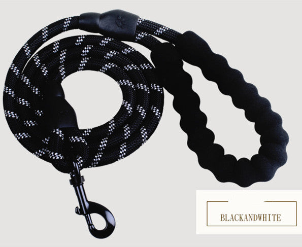 Reflective Nylon Dog Leash - Black and white