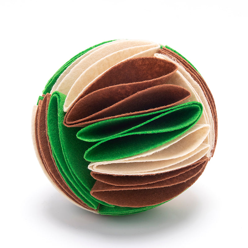 Foldable Snuffle Ball for Dogs - L / Beige brown green