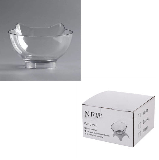 Elevated Tilted Cat Bowl Stand - Single transparent and box