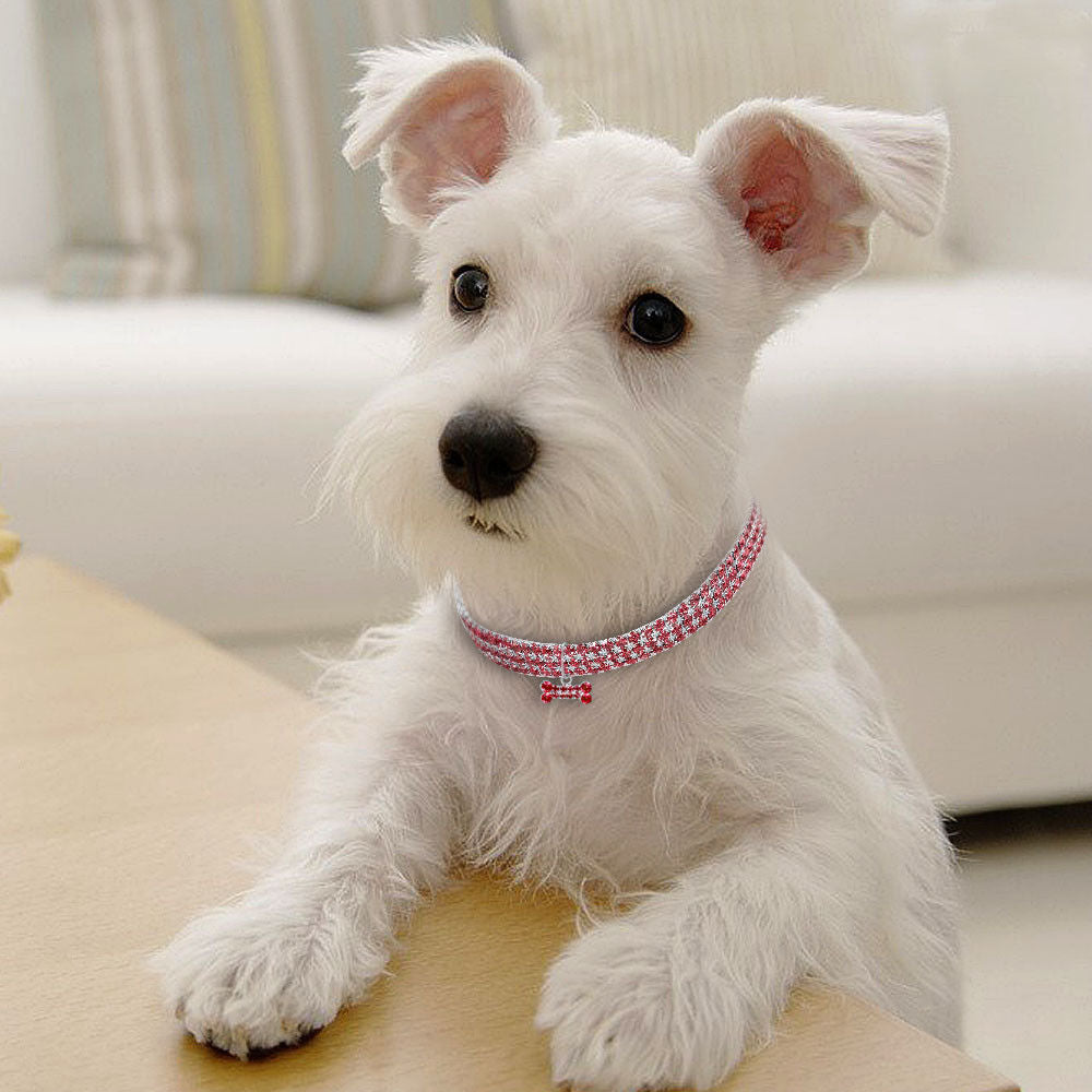 Rhinestone Pet Collar With Crystal Pendant