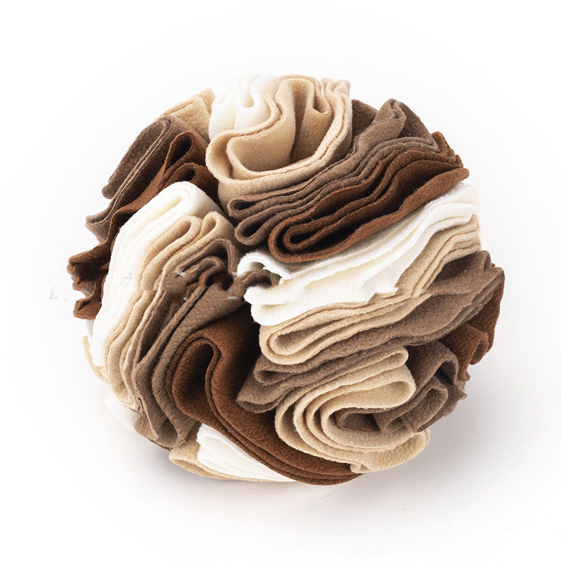 Fleece Snuffle Ball for Dogs and Cats - Brown / 15cm