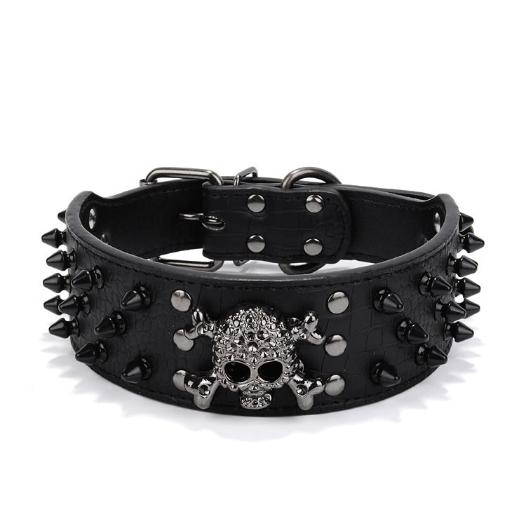 Skull Stud PU Dog Collar