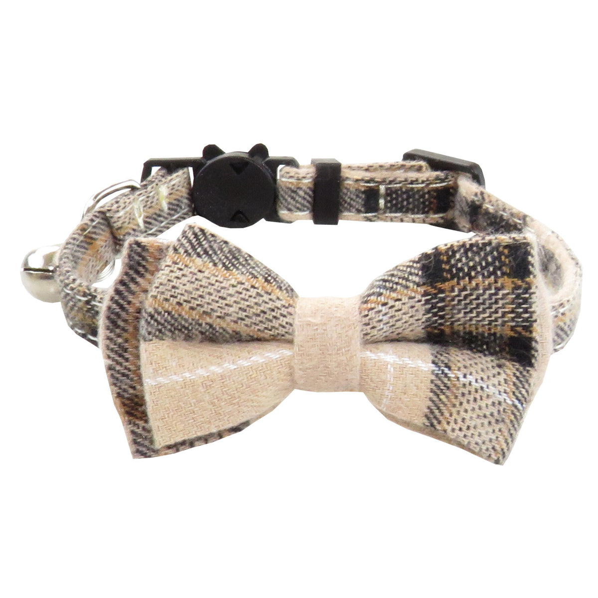 Plaid Cat Collar with Bow Tie or Bandana - Brown / Bow tie