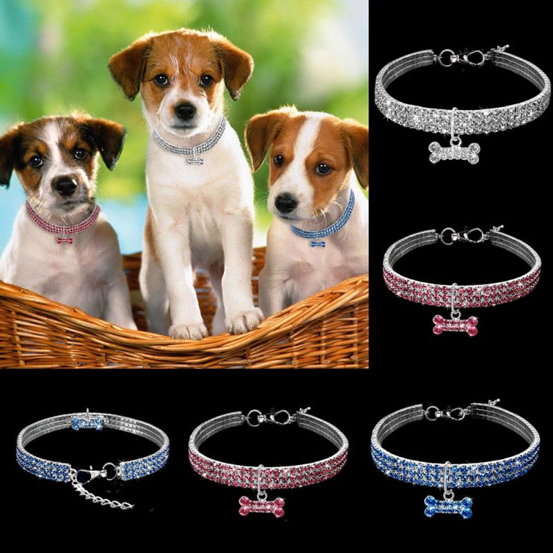 Rhinestone Pet Collar With Crystal Pendant