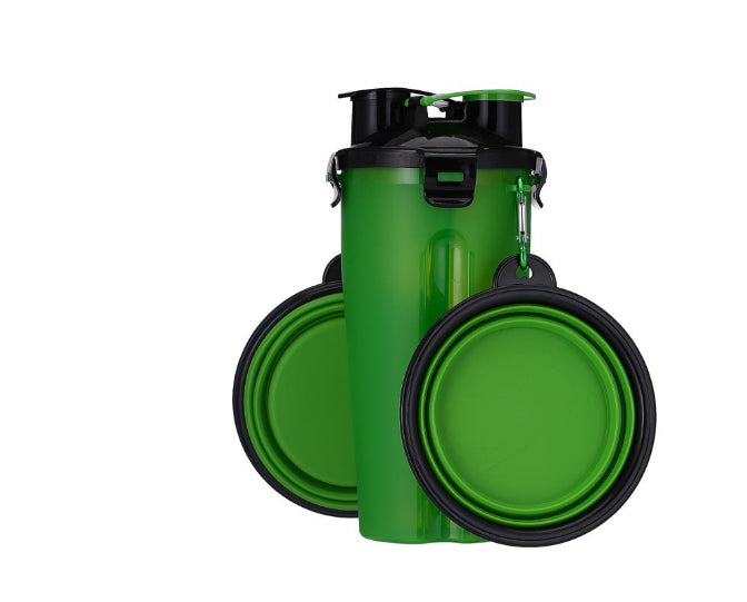 2-in-1 Water Bottle and Food Container - Green Single cup double bowl 1set