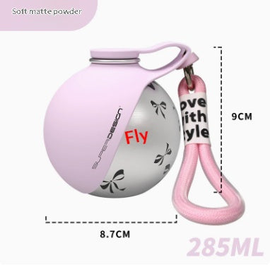 Dog Water Bottle with Waste Bag Dispenser - Pink / Printed
