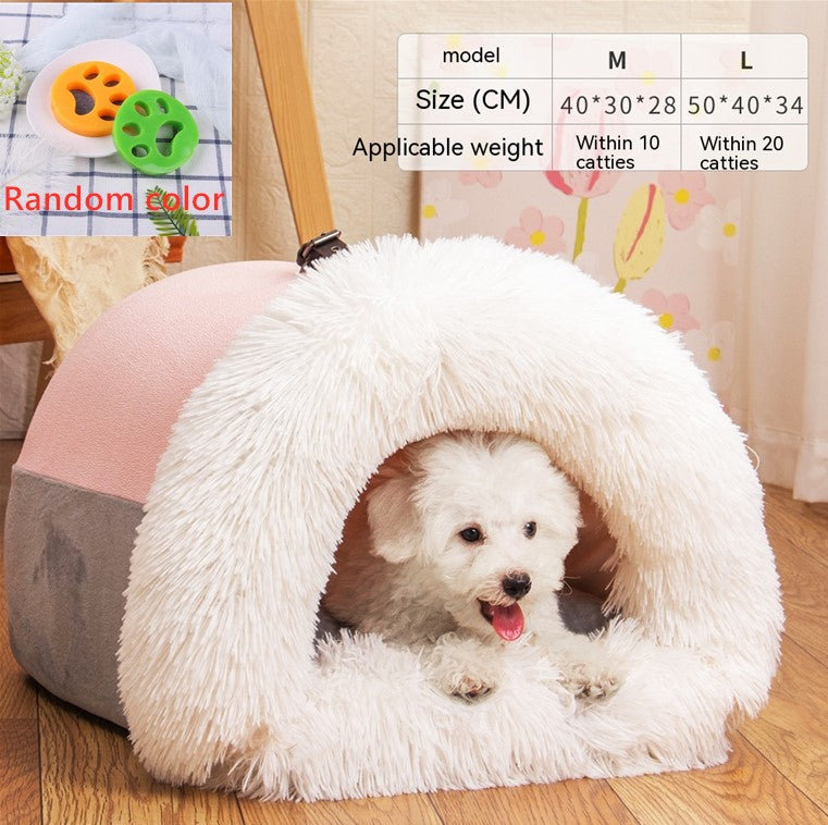 Semi-Enclosed Portable Pet House Bed
