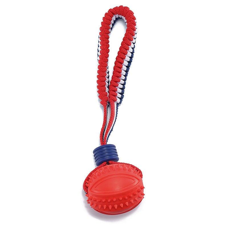 Ball Toy with Elastic Rope for Dogs - Rugby Red