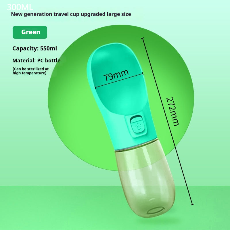 Wide-Mouth Dog Travel Water Bottle - Green 300ml / Solid color