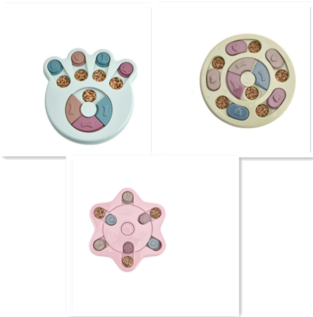 Slow-Feed Puzzle Toy for Dogs - Blue Green Pink / Set