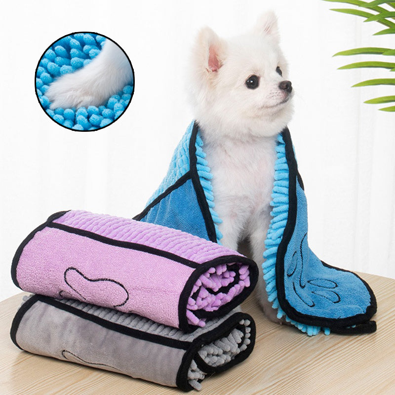 Chenille Pet Towel with Hand Pockets