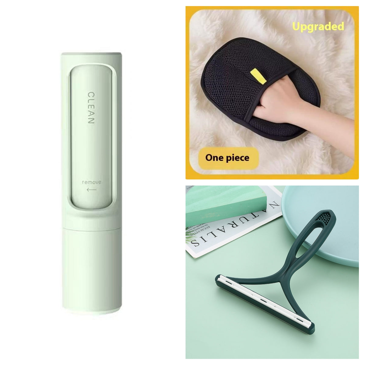 Reusable Pet Hair Remover Brush - Green Set