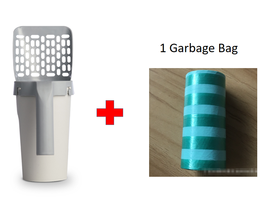 Cat Litter Scoop with Built-In Bag Holder - With one bag