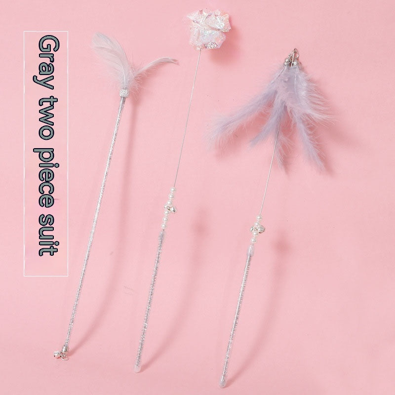 Feather Cat Wand Set (3 Pieces) - Grey
