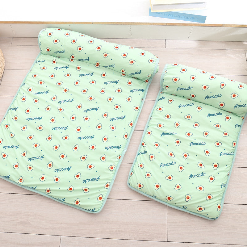 Ice Silk Pet Mat with Pillow