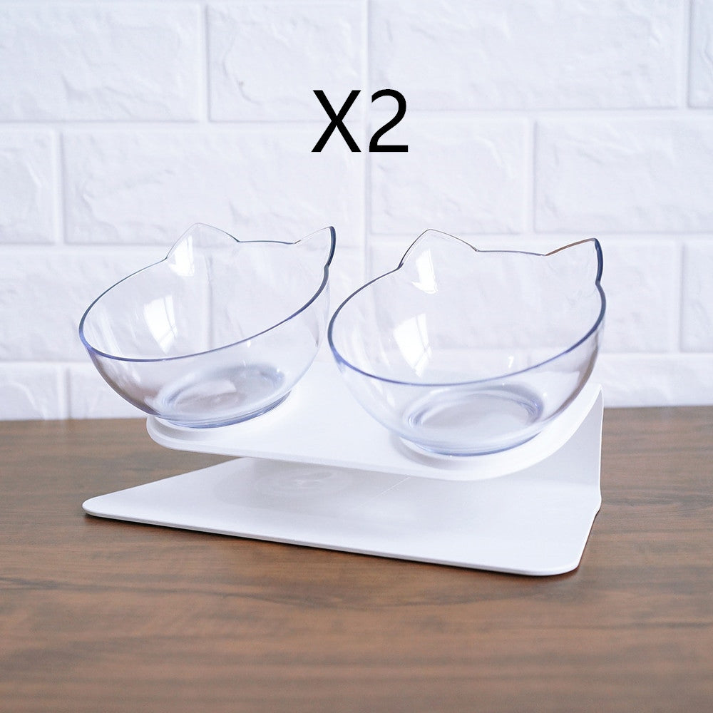 Elevated Tilted Cat Bowl Stand - Double transparent and box2pcs