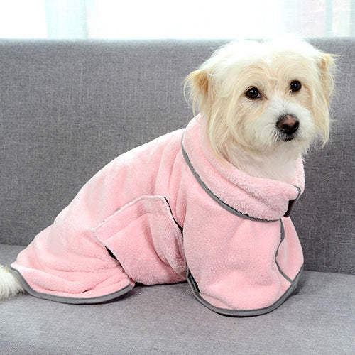 Microfiber Pet Bathrobe - Pink / XS