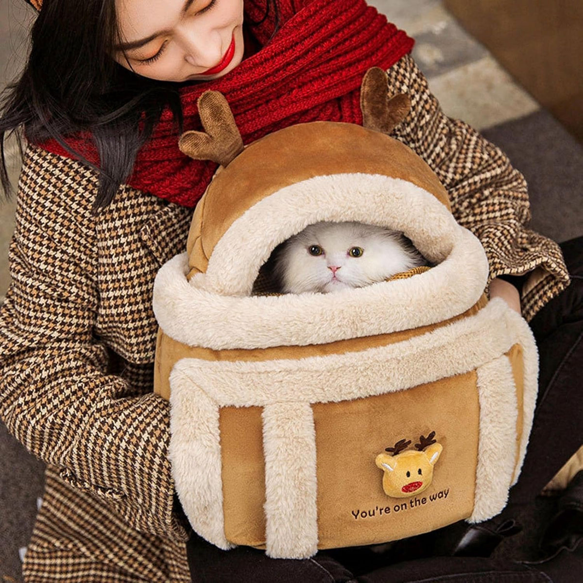 Plush Reindeer Pet Carrier Bag