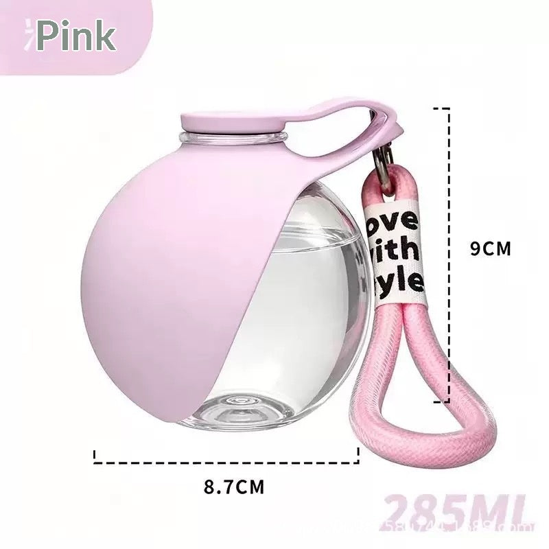 Dog Water Bottle with Waste Bag Dispenser - Pink / Plastic version
