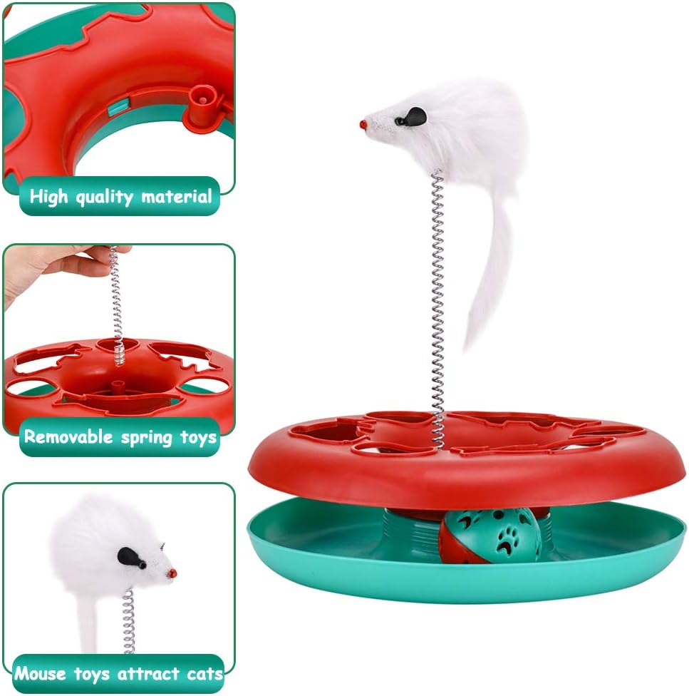 Roller Track Tower Cat Toy with Spring