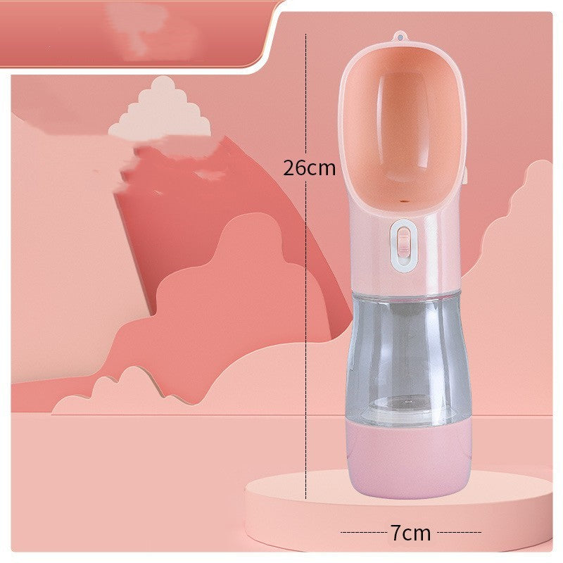 Wide-Mouth Dog Travel Water Bottle - Pink Water bottle 240ml Grain / Solid color