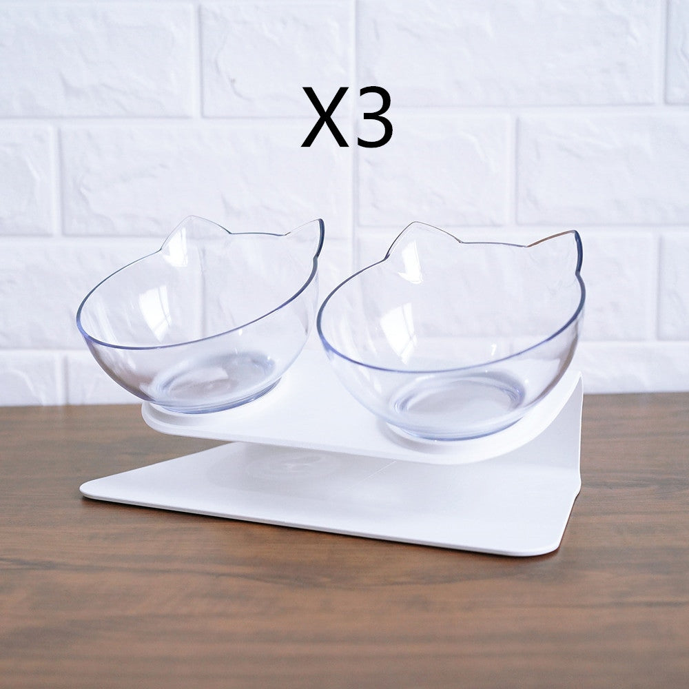 Elevated Tilted Cat Bowl Stand - Double transparent and box3pcs