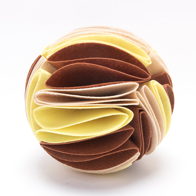 Foldable Snuffle Ball for Dogs - L / Beige brown yellow