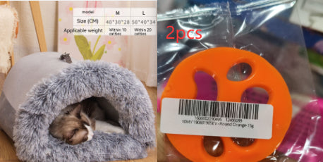 Semi-Enclosed Portable Pet House Bed - Grey with stickers / L