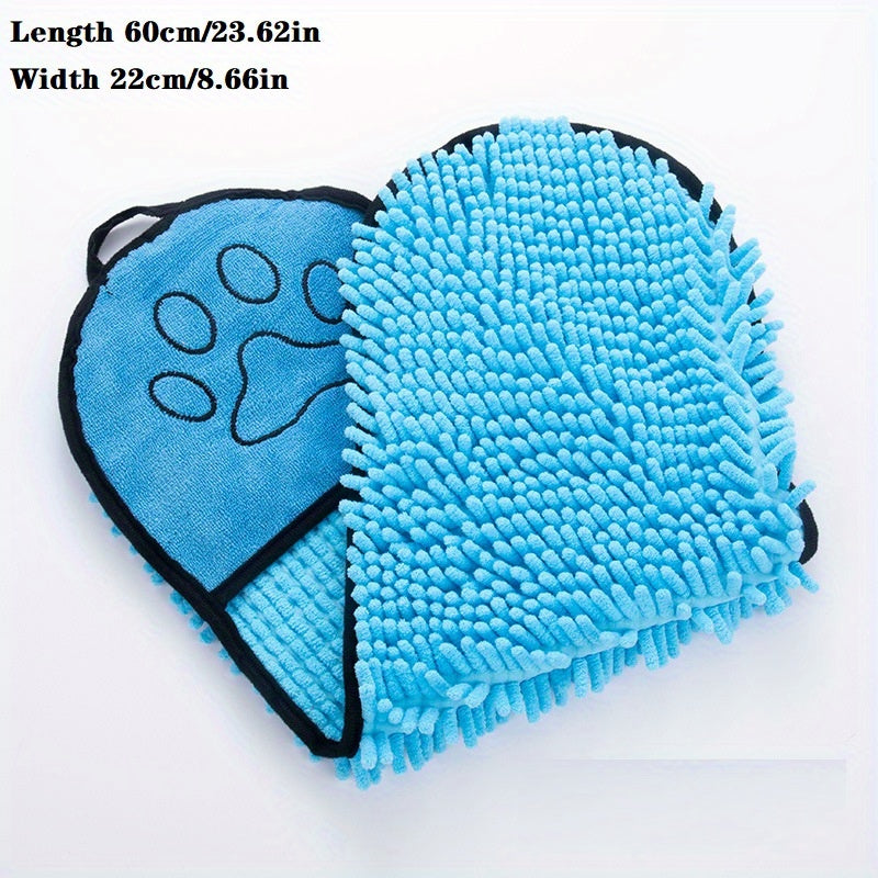 Microfiber Dog Towel with Hand Pockets - Blue