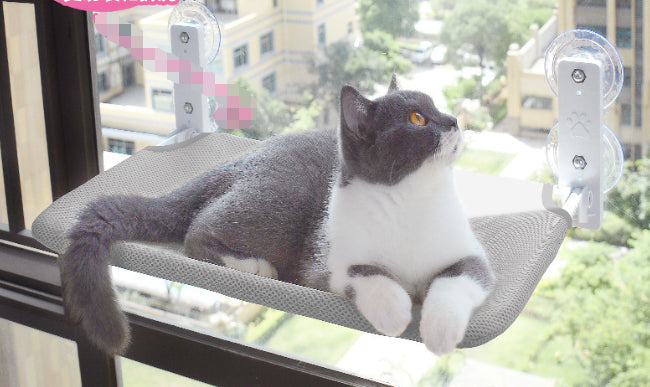 Window Cat Perch with Suction Cups - Grey 30x45CM Mesh