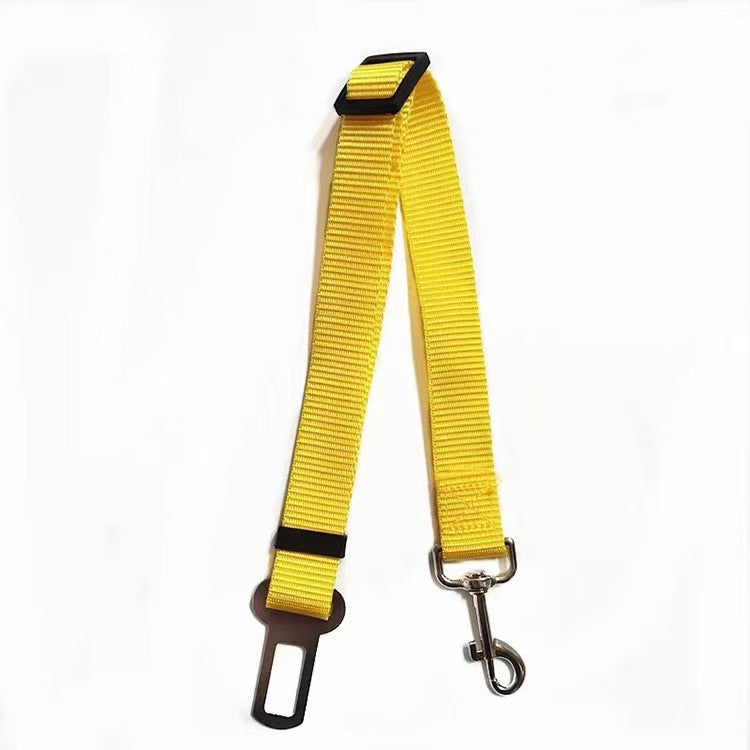 Adjustable Dog Car Seat Belt Strap - Yellow