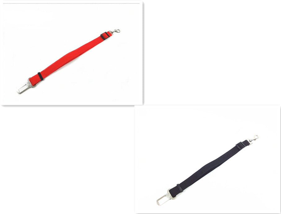 Adjustable Car Seat Belt Dog Lead - Black Red