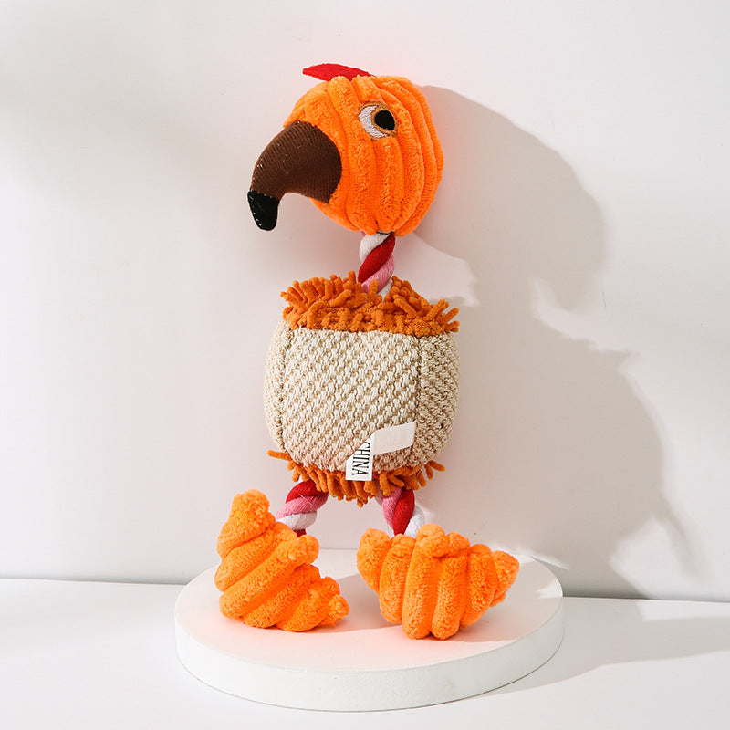 Plush Donkey and Friends Dog Toy - Orange flamingo