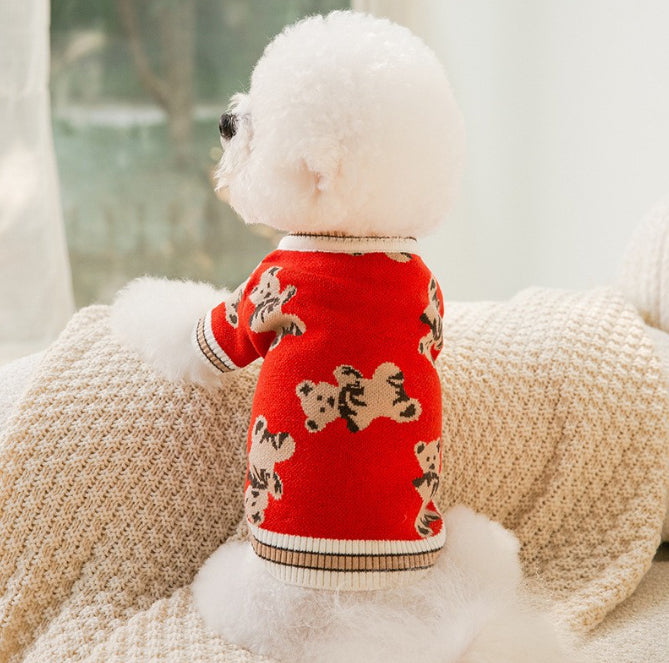 Knit Pet Sweater with Leash Hole
