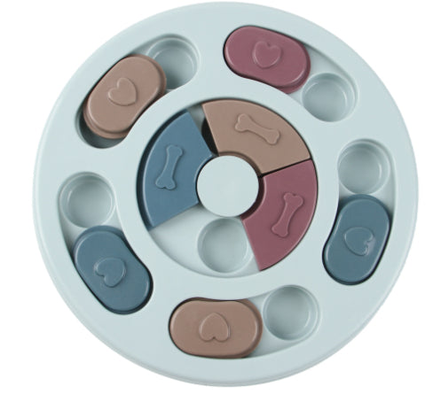 Slow-Feed Puzzle Toy for Dogs - Blue / Round