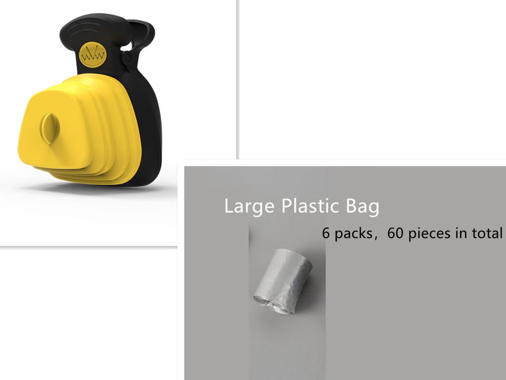 Foldable Poop Scooper With Bag Dispenser - Yellow set / Big