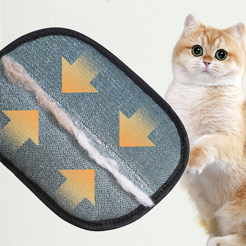 Fabric side of the Pet Grooming Glove collecting loose fur